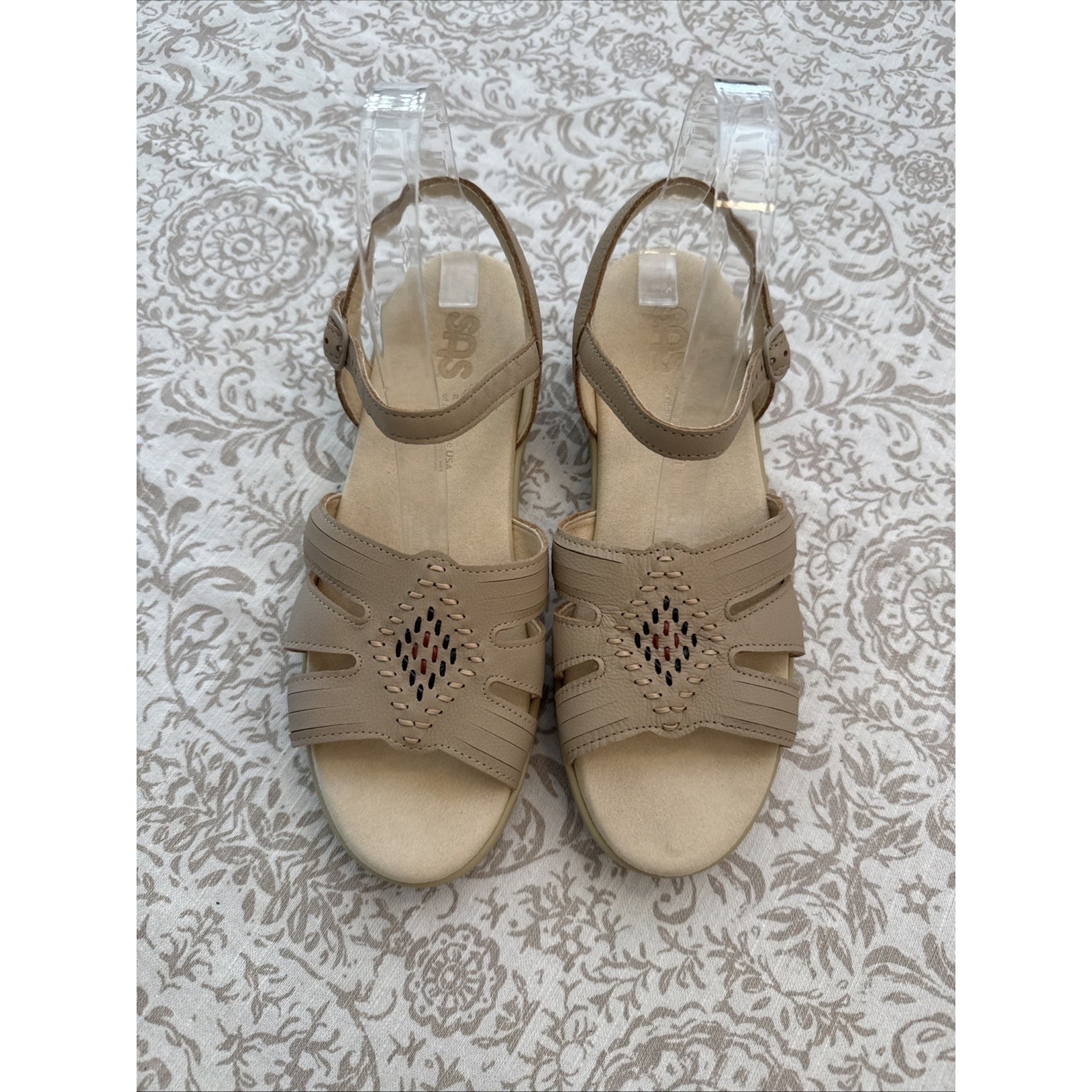 Sas Women's Huarache Quarter Strap Sandal In Beige Sz 8.5m San Antonio Shoe Co.